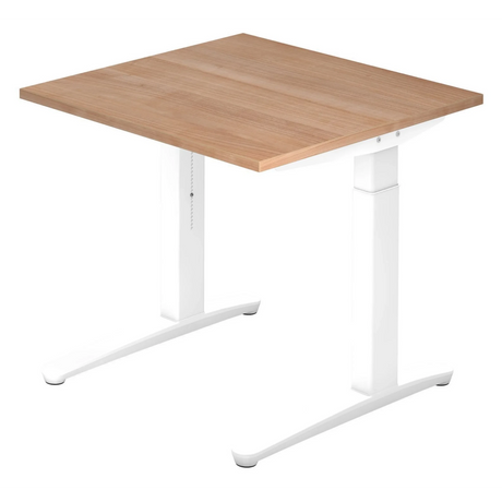 Bureau réglable en hauteur XTRA XB 8 WW avec plateau en noyer et piètement blanc de hjh OFFICE PRO