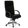 Siège pivotant XXL F 400 avec revêtement en cuir noir et pied en étoile chromé de hjh OFFICE