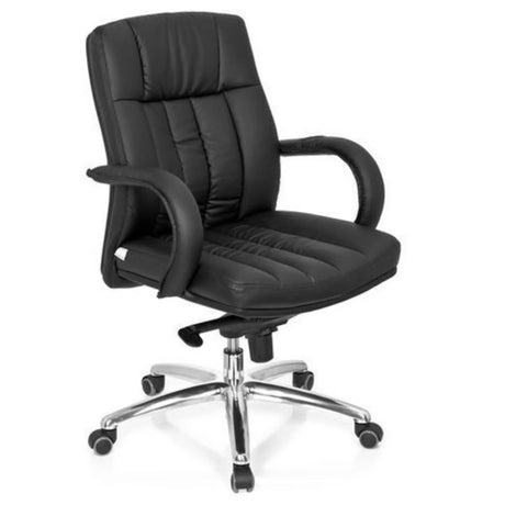 Siège pivotant XXL G 100 en similicuir noir avec accoudoirs et pied chromé de hjh OFFICE