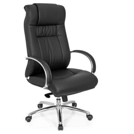 Siège pivotant XXL G 600 noir avec revêtement en similicuir et pied en chrome de hjh OFFICE