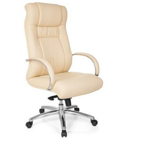 Siège pivotant XXL G 600 en similicuir beige avec accoudoirs en chrome de hjh OFFICE