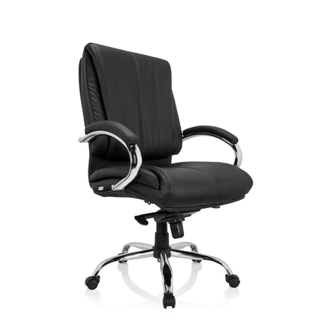 Siège pivotant XXL H 100 en similicuir noir avec pied en étoile chromé de hjh OFFICE