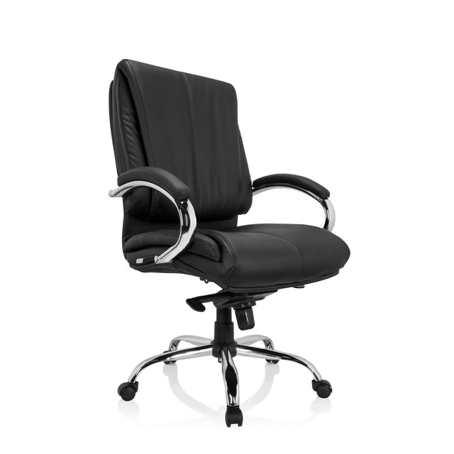 Siège pivotant XXL H 100 en similicuir noir avec pied en étoile chromé de hjh OFFICE
