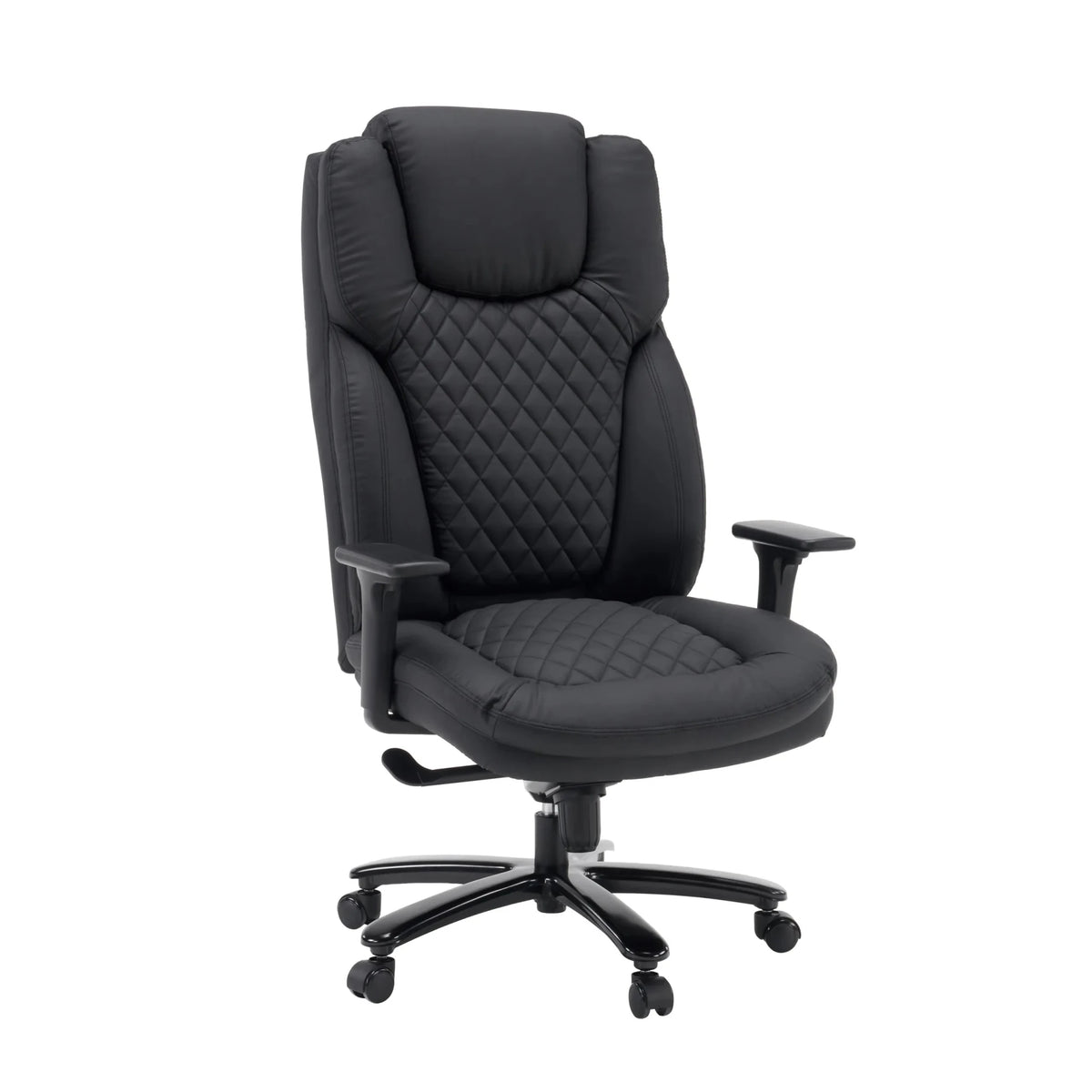 Siège pivotant XXL Pullmann Gen2 en similicuir noir avec surpiqûres en diamant et accoudoirs de hjh OFFICE