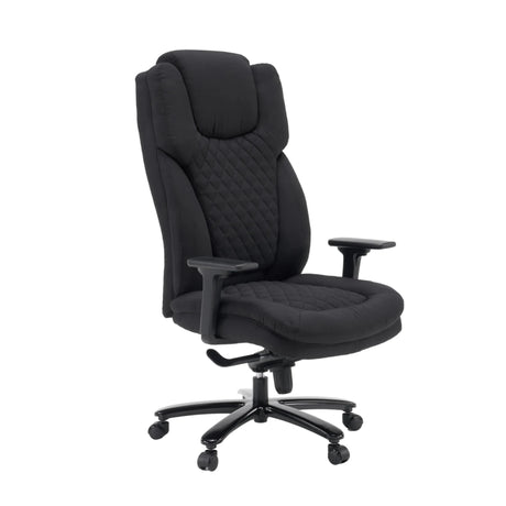 Siège pivotant XXL Pullmann Gen2 avec revêtement en tissu noir, motif surpiqué et accoudoirs réglables de hjh OFFICE