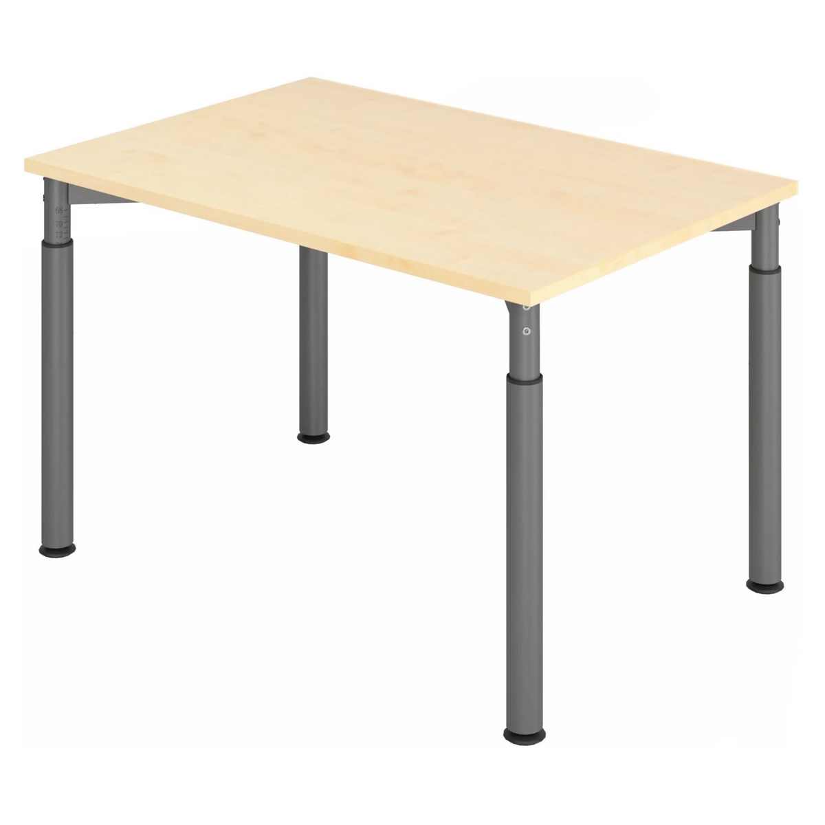 Bureau réglable en hauteur YAMA 12 G en érable et graphite avec quatre pieds ronds de hjh OFFICE PRO