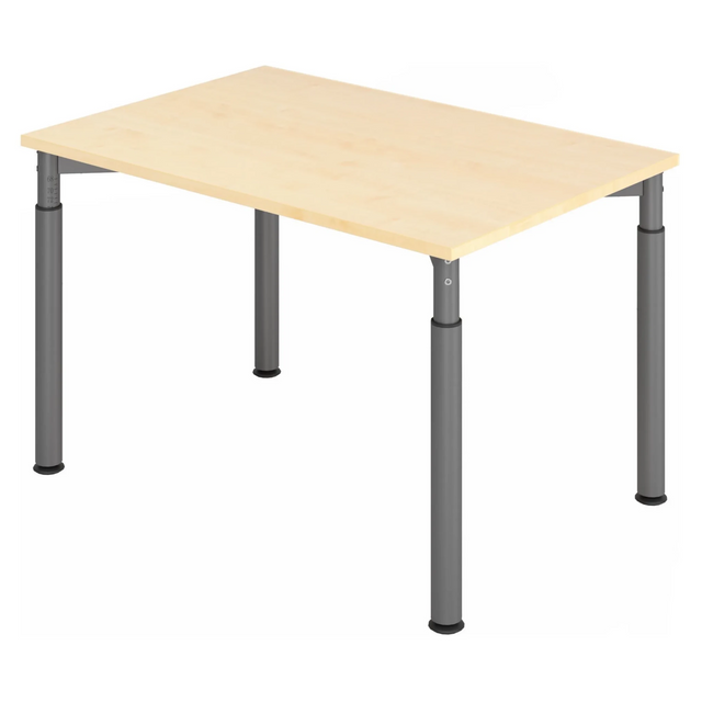Bureau réglable en hauteur YAMA 12 G en érable et graphite avec quatre pieds ronds de hjh OFFICE PRO