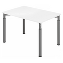 Bureau réglable en hauteur YAMA 12 G avec plateau blanc et pieds gris de hjh OFFICE PRO