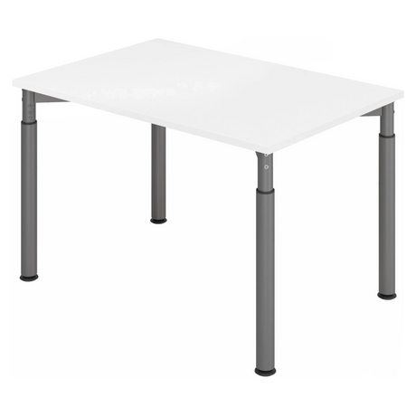 Bureau réglable en hauteur YAMA 12 G avec plateau blanc et pieds gris de hjh OFFICE PRO