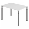 Bureau réglable en hauteur YAMA 12 G avec plateau blanc et pieds gris de hjh OFFICE PRO