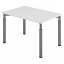 Bureau réglable en hauteur YAMA 12 G avec plateau blanc et pieds gris de hjh OFFICE PRO