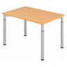 Bureau réglable en hauteur YAMA 12 S aspect hêtre avec pieds en métal argenté de hjh OFFICE PRO