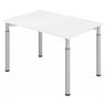Bureau réglable en hauteur YAMA 12 S avec plateau blanc et pieds argentés de hjh OFFICE PRO