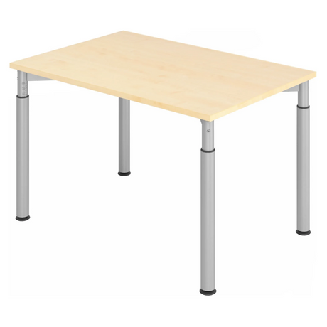 Bureau réglable en hauteur YAMA 12 S aspect érable avec pieds argentés de hjh OFFICE PRO
