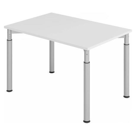 Bureau réglable en hauteur YAMA 12 S avec plateau gris et pieds argentés de hjh OFFICE PRO