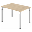 Bureau réglable en hauteur YAMA 12 S aspect chêne avec pieds argentés de hjh OFFICE PRO