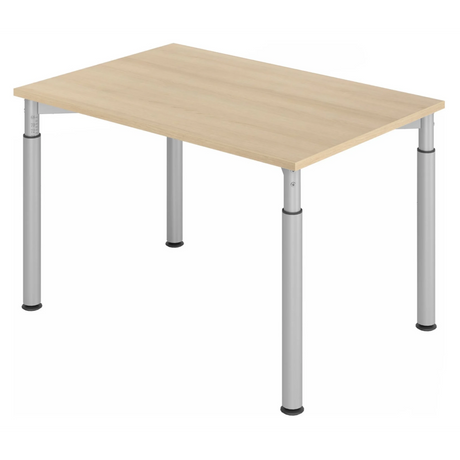 Bureau réglable en hauteur YAMA 12 S aspect chêne avec pieds argentés de hjh OFFICE PRO