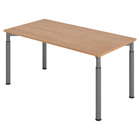 Bureau réglable en hauteur YAMA 16 G aspect noyer avec pieds graphite de hjh OFFICE PRO