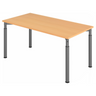 Bureau réglable en hauteur YAMA 16 G effet hêtre avec pieds graphite de hjh OFFICE PRO