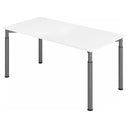 Bureau réglable en hauteur YAMA 16 G avec plateau blanc et pieds gris de hjh OFFICE PRO