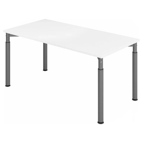 Bureau réglable en hauteur YAMA 16 G avec plateau blanc et pieds gris de hjh OFFICE PRO