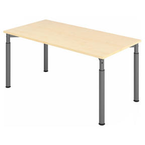 Bureau réglable en hauteur YAMA 16 G en érable et graphite avec quatre pieds ronds de hjh OFFICE PRO