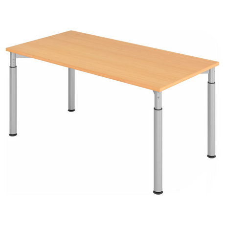 Bureau réglable en hauteur YAMA 16 S aspect hêtre avec pieds argentés de hjh OFFICE PRO