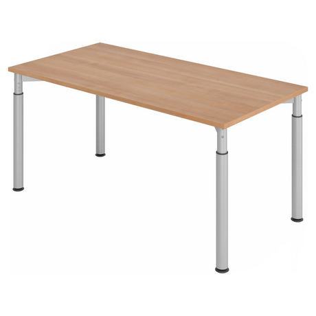Bureau réglable en hauteur YAMA 16 S aspect noyer avec pieds argentés de hjh OFFICE PRO