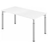 Bureau réglable en hauteur YAMA 16 S avec plateau blanc et pieds argentés de hjh OFFICE PRO