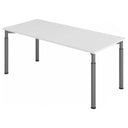 Bureau réglable en hauteur YAMA 19 G avec plateau blanc et pieds gris de hjh OFFICE PRO
