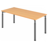 Bureau réglable en hauteur YAMA 19 G aspect hêtre avec pieds couleur graphite de hjh OFFICE PRO