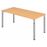 Bureau réglable en hauteur YAMA 19 S aspect hêtre avec pieds argentés de hjh OFFICE PRO