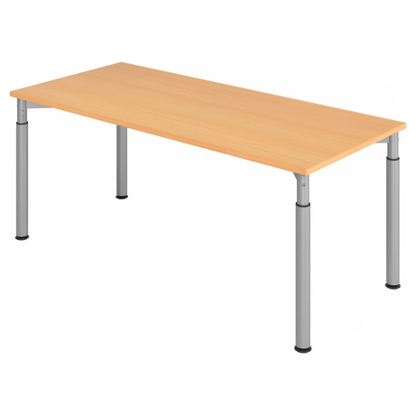 Bureau réglable en hauteur YAMA 19 S aspect hêtre avec pieds argentés de hjh OFFICE PRO