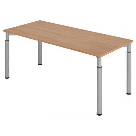 Bureau réglable en hauteur YAMA 19 S aspect noyer avec pieds argentés de hjh OFFICE PRO