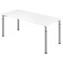 Bureau réglable en hauteur YAMA 19 S avec plateau blanc et pieds argentés de hjh OFFICE PRO