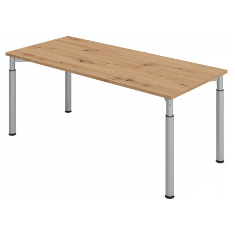 Bureau réglable en hauteur YAMA 19 S en chêne noueux avec pieds argentés de hjh OFFICE PRO