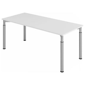 Bureau réglable en hauteur YAMA 19 S avec plateau gris et pieds argentés de hjh OFFICE PRO