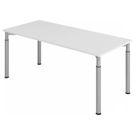 Bureau réglable en hauteur YAMA 19 S avec plateau gris et pieds argentés de hjh OFFICE PRO