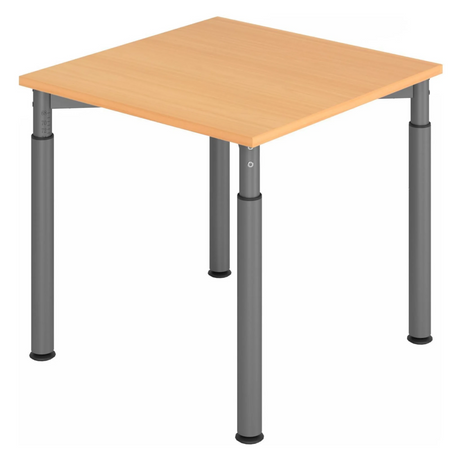 Bureau réglable en hauteur YAMA 8 G en hêtre et graphite avec plateau carré de hjh OFFICE PRO