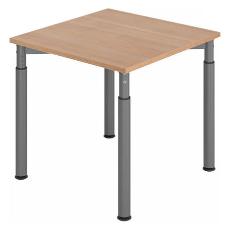 Bureau réglable en hauteur YAMA 8 G avec plateau en bois marron clair et pieds gris de hjh OFFICE PRO