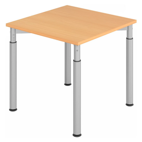 Bureau réglable en hauteur YAMA 8 S aspect hêtre avec pieds argentés de hjh OFFICE PRO