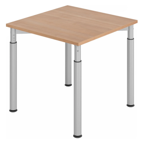Bureau réglable en hauteur YAMA 8 S effet noyer avec pieds argentés de hjh OFFICE PRO