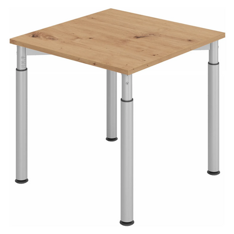 Bureau réglable en hauteur YAMA 8 S en chêne rustique avec pieds argentés de hjh OFFICE PRO