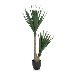 Plante artificielle YUCCA en vert avec des feuilles étroites et un pot noir de hjh OFFICE