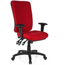 Siège de bureau de qualité professionnelle ZENIT HIGH avec revêtement en tissu rouge, accoudoirs noirs et piètement à roulettes de hjh OFFICE