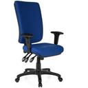 Siège de bureau de qualité professionnelle ZENIT HIGH avec revêtement en tissu bleu et accoudoirs noirs de hjh OFFICE