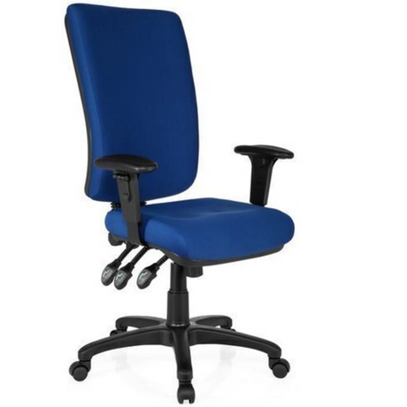 Siège de bureau de qualité professionnelle ZENIT HIGH avec revêtement en tissu bleu et accoudoirs noirs de hjh OFFICE