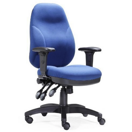 Siège de bureau de qualité professionnelle ZENIT PRO avec revêtement en tissu bleu, accoudoirs réglables et pied en étoile noir de hjh OFFICE