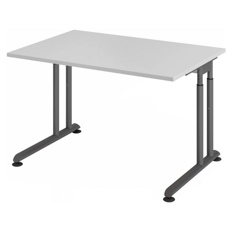Bureau réglable en hauteur ZENO 12 G en gris et graphite avec piètement en T de hjh OFFICE PRO