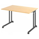 Bureau réglable en hauteur ZENO 12 G avec plateau en bois d'érable clair et structure graphite de hjh OFFICE PRO